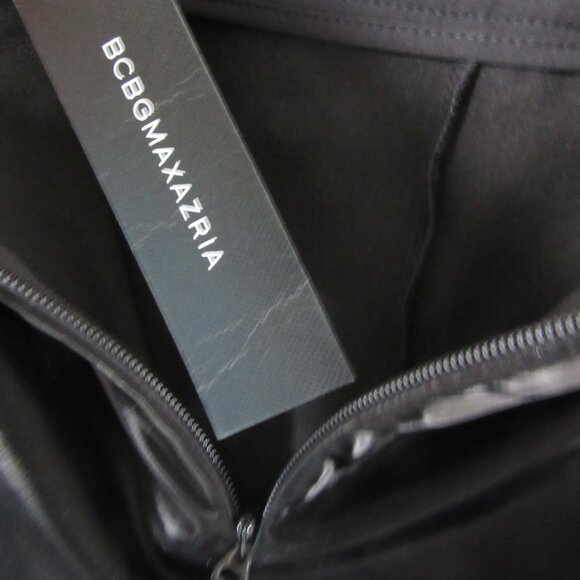BCBGMAXAZRIA Faux Leather High Waisted Leggings Black Poly Size Small NWT - Picture 3 of 10